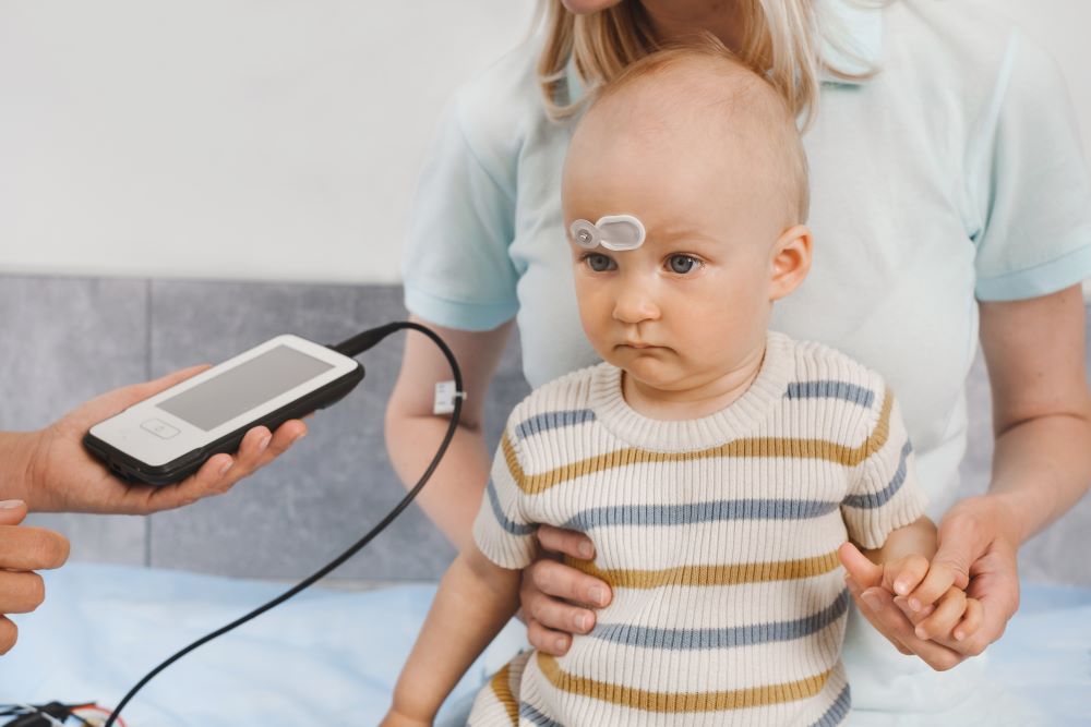 Child having skull fractrure test at doctor